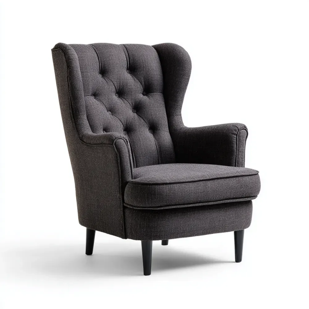 Sillón de Tela 85x90x100 cm – Gris Oscuro – Diseño Clásico