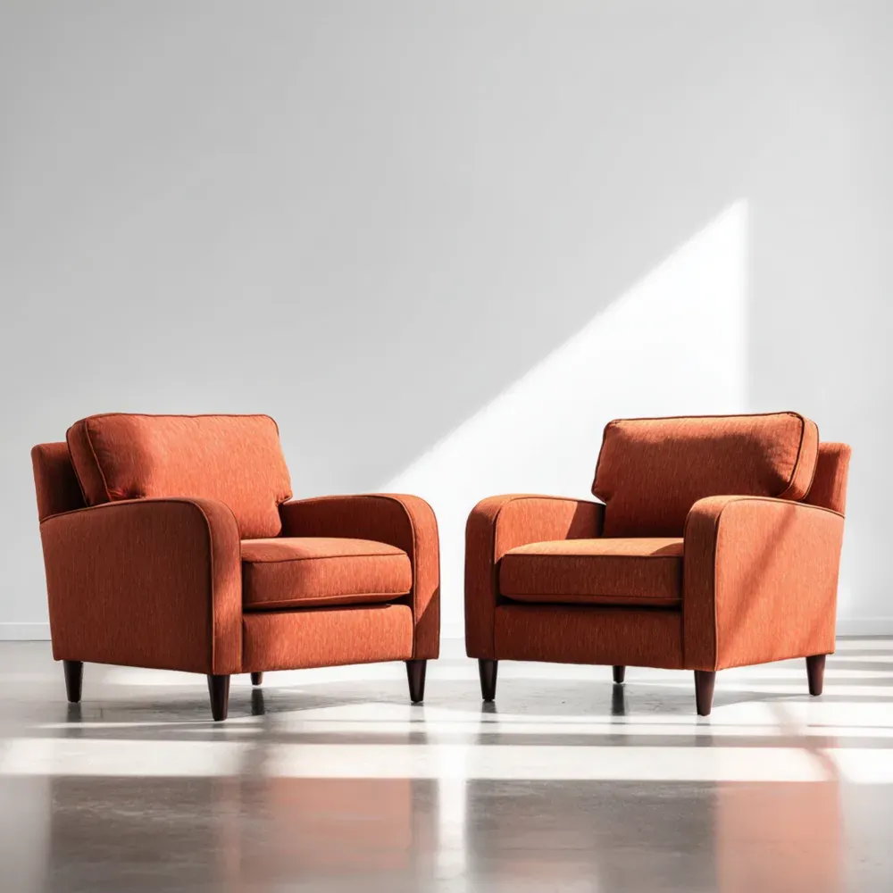Sillón tapizado en tela 75x85x90 cm – Naranja – Diseño moderno