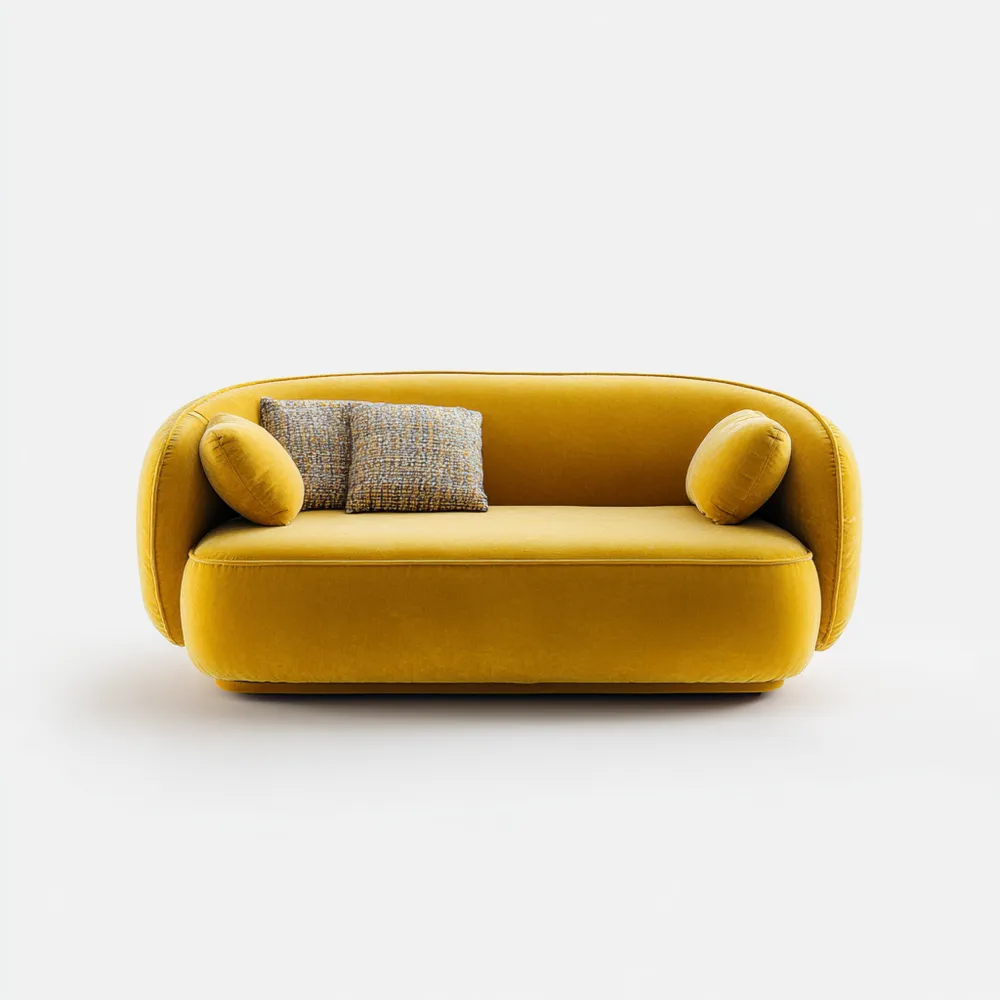 Sofá de dos plazas 180x90x75 cm – Amarillo Mostaza – Estilo Contemporáneo