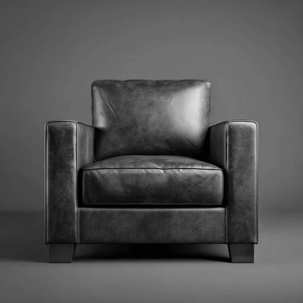 Sillón de Piel 90x80x75 cm - Negro - Diseño Moderno