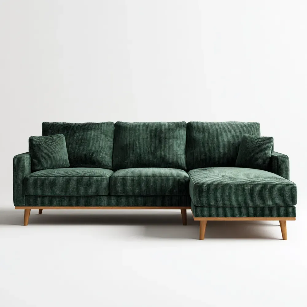 Sofá rinconero de tela 260x160x85 cm - Verde Oscuro - Diseño contemporáneo
