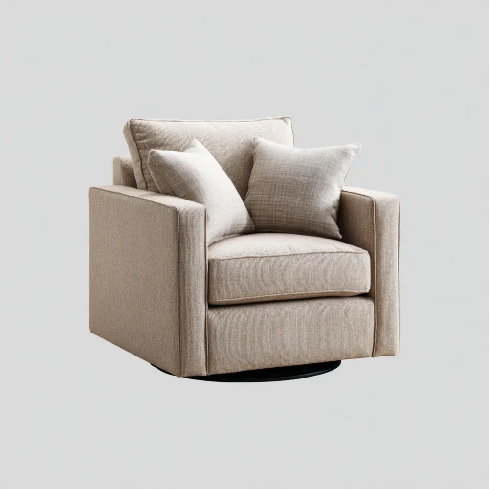 Sillón Giratorio Tapizado Beige 75x75x85 cm - Estilo Contemporáneo