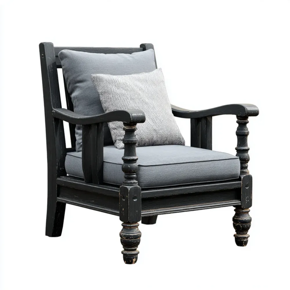 Sillón de Patio de Madera 80x75x90 cm - Gris - Estilo Clásico