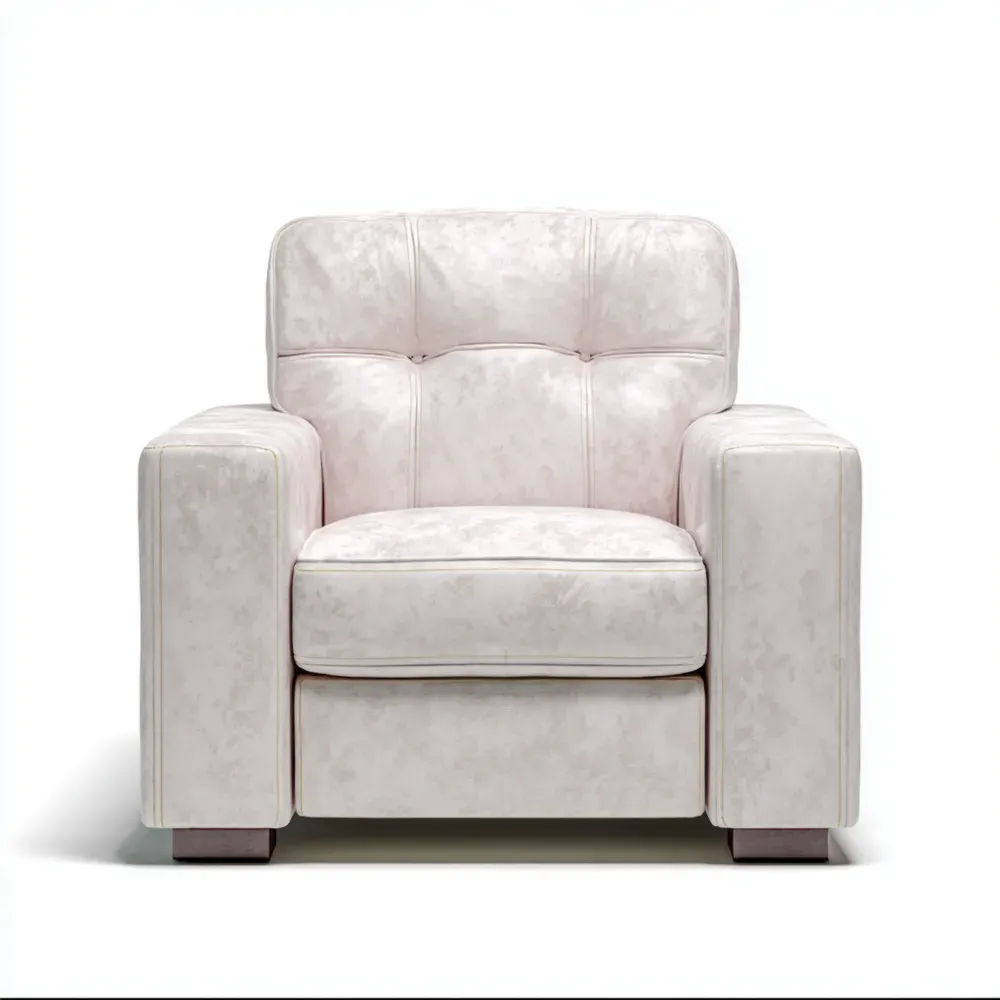Sillón Tapizado de Microfibra 90x85x90 cm - Blanco - Estilo Clásico