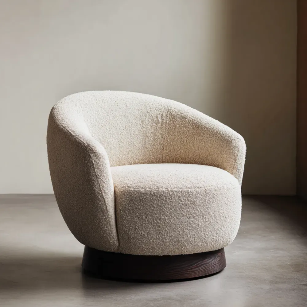 Sillón Giratorio 85x75x70 cm – Crema – Diseño Moderno