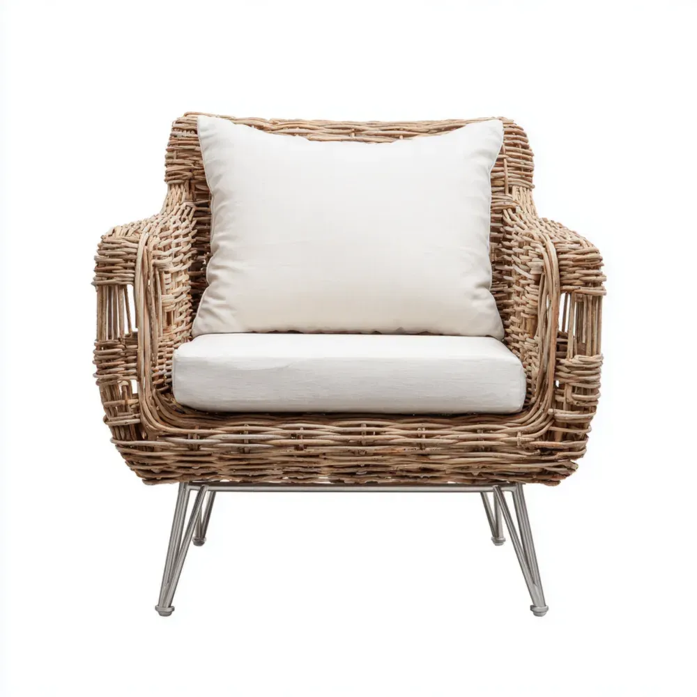 Silla de Jardín de Ratán 75x70x80 cm - Beige - Diseño Contemporáneo