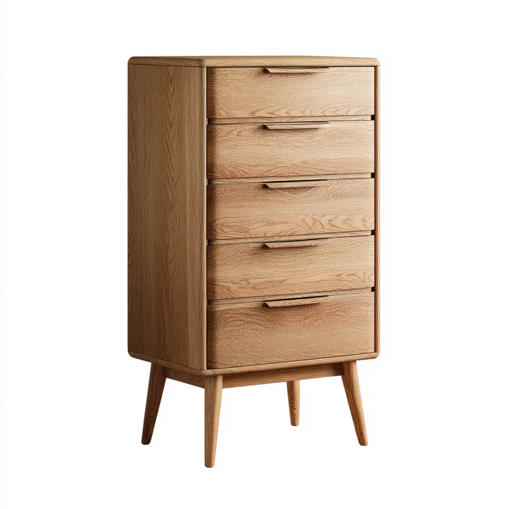 Cajonera de madera 120x60x40 cm 5 cajones - Roble - Estilo escandinavo