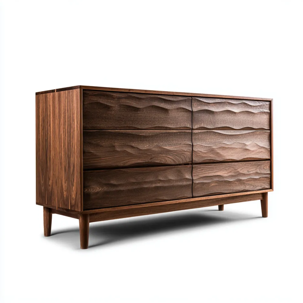 Cómoda de Madera Maciza 120x45x75 cm – Marrón – Diseño Contemporáneo