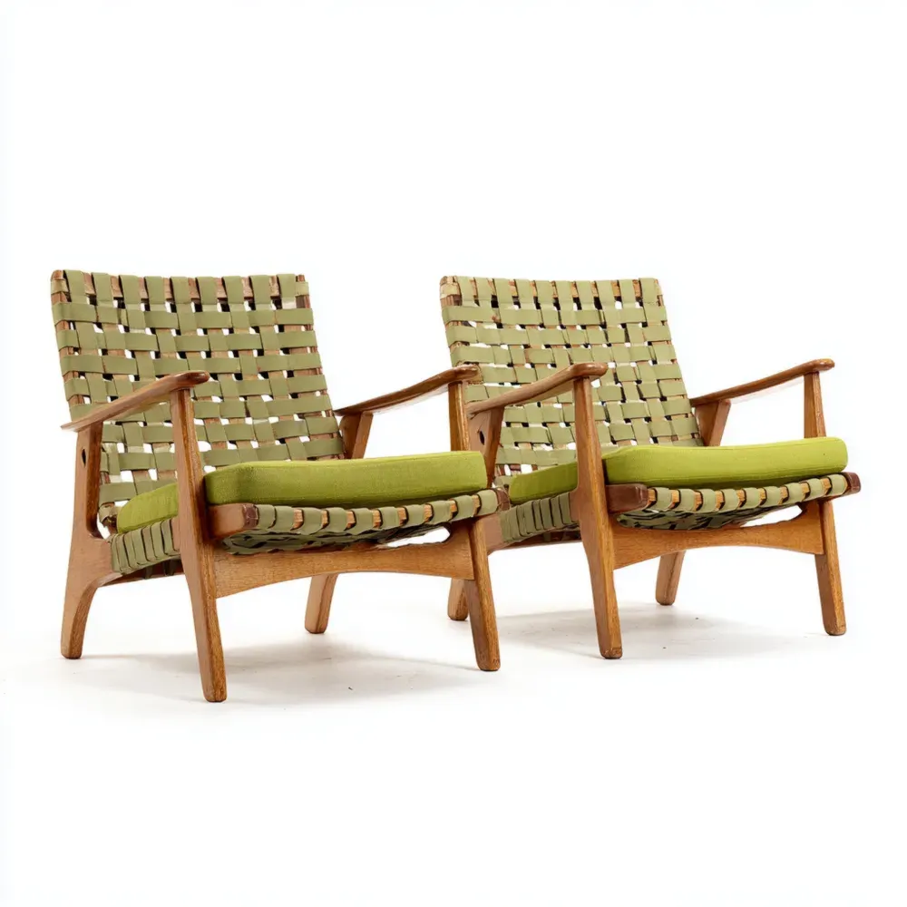 Sillas de jardín de madera y cuerda tejida 70x80x75 cm – Verde Oliva – Diseño Escandinavo