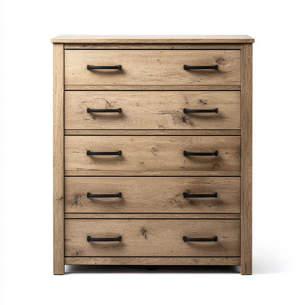 Cajonera de Madera 80x40x95 cm con 5 Cajones en Roble - Diseño Rústico