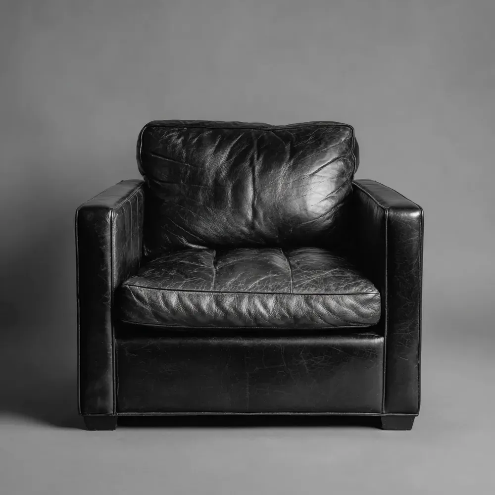 Sillón de cuero 85x80x75 cm – Negro – Diseño clásico