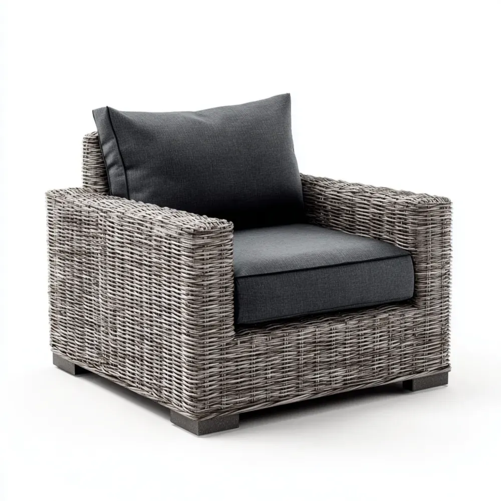 Silla de Exterior Ratán Sintético 80x70x78 cm - Gris Oscuro - Diseño Moderno