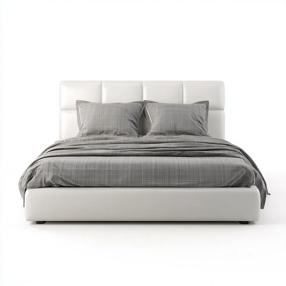 Cama Doble Tapizada 200x180x110 cm – Blanco – Diseño Moderno