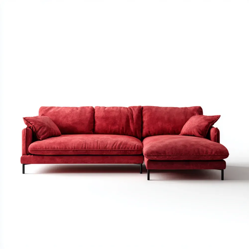 Sofá seccional de tela 280x160x85 cm - Rojo - Estilo contemporáneo