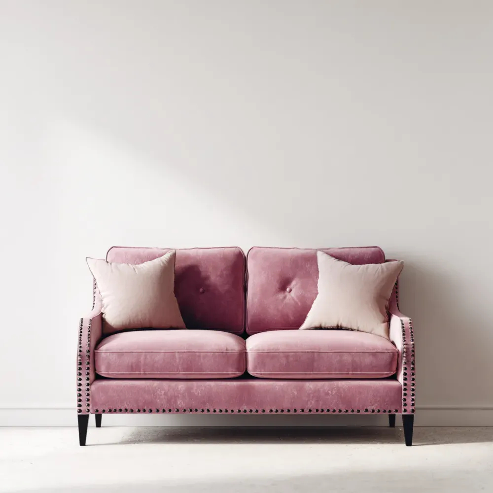 Sofá de 2 plazas de Terciopelo 150x85x90 cm - Rosa - Diseño Clásico