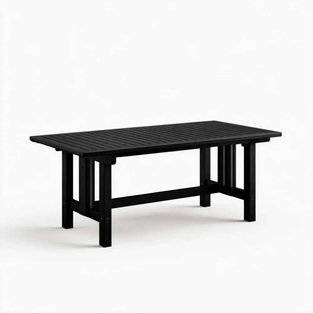 Mesa de Jardín Madera 200x90x75 cm - Negro - Diseño Contemporáneo