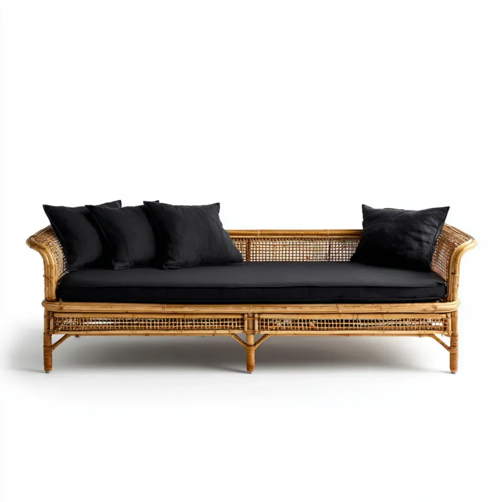 Sofá de Jardín de Ratán 180x75x70 cm - Negro