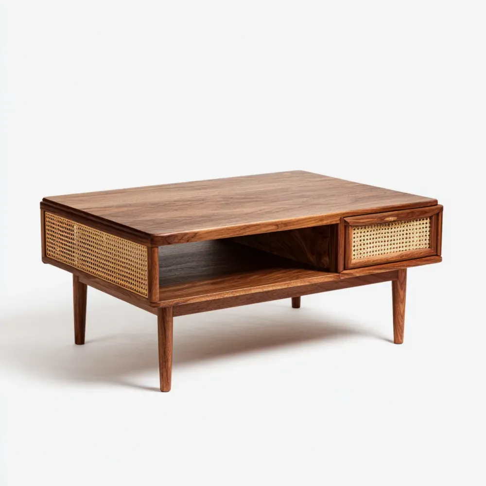 Mesa de centro madera 100x60x45 cm - Marrón - Estilo vintage