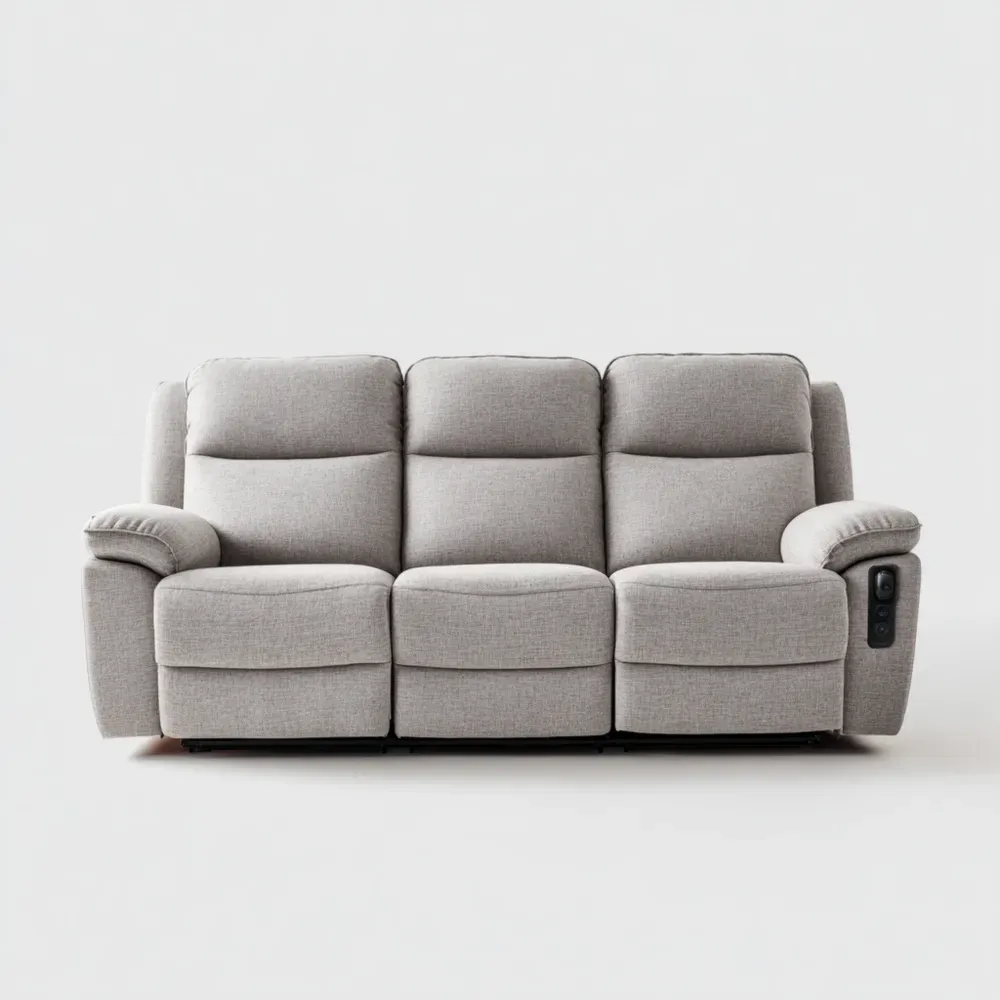 Sofá reclinable de tela 210x100x90 cm – Gris Claro – Diseño contemporáneo
