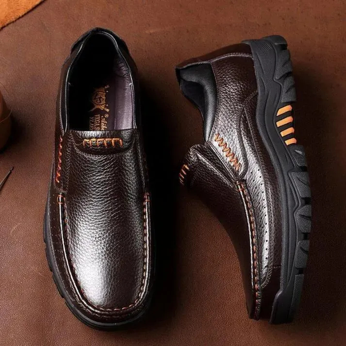 ⏰Limited Time Offer--50% OFF 🎉Men's waterproof and non-slip soft insole corrective leather shoes