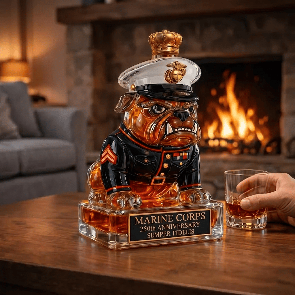 👑 Marine Corps The 250th Anniversary Devil Dog Whiskey Bottle