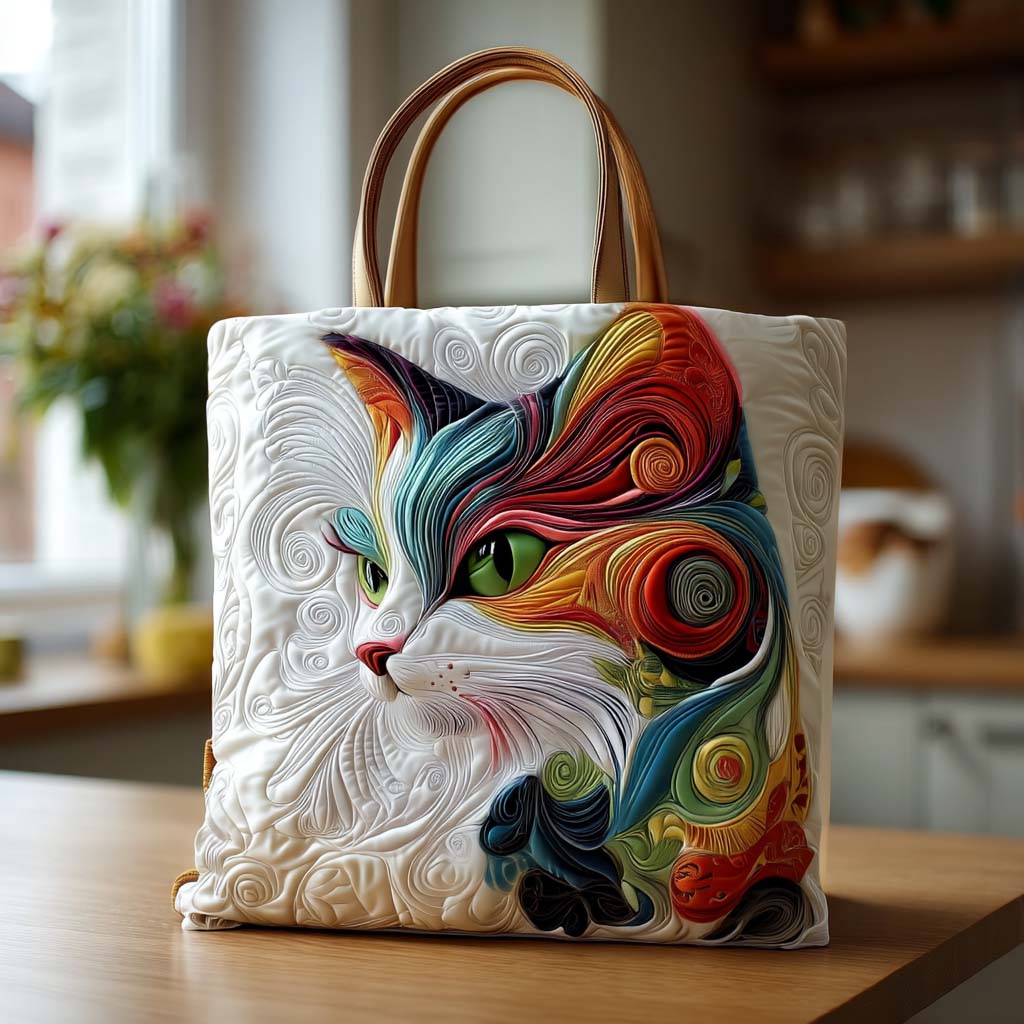 Playful Whiskers Quilted Tote  Bag