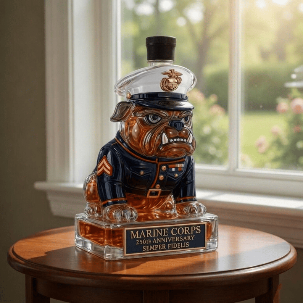 👑 Marine Corps The 250th Anniversary Devil Dog Whiskey Bottle