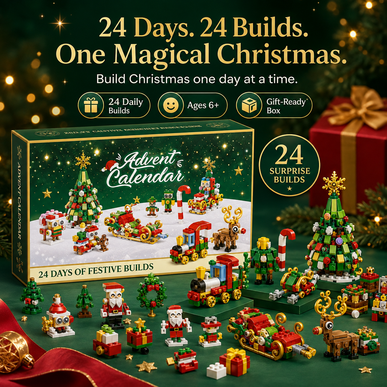 Numbered countdown boxes 1 to 24 with separate building bricks