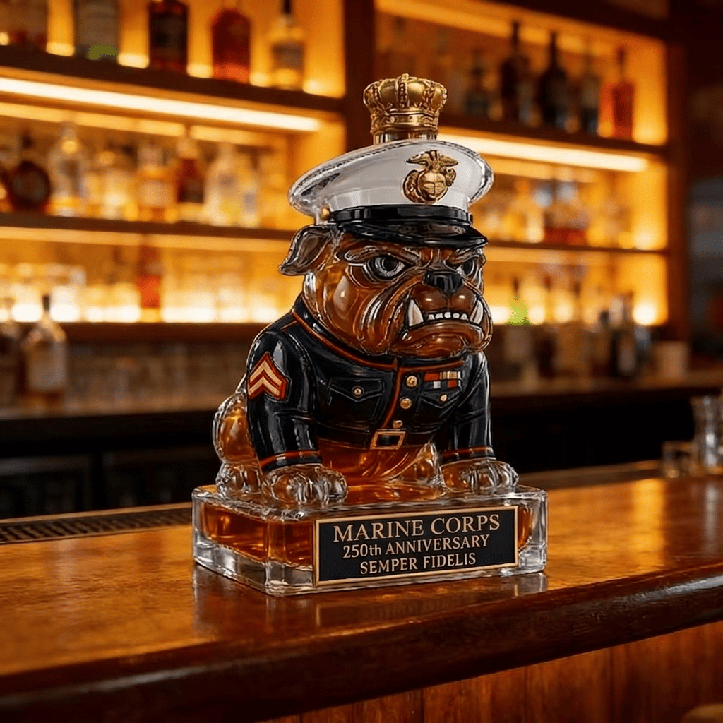 👑 Marine Corps The 250th Anniversary Devil Dog Whiskey Bottle