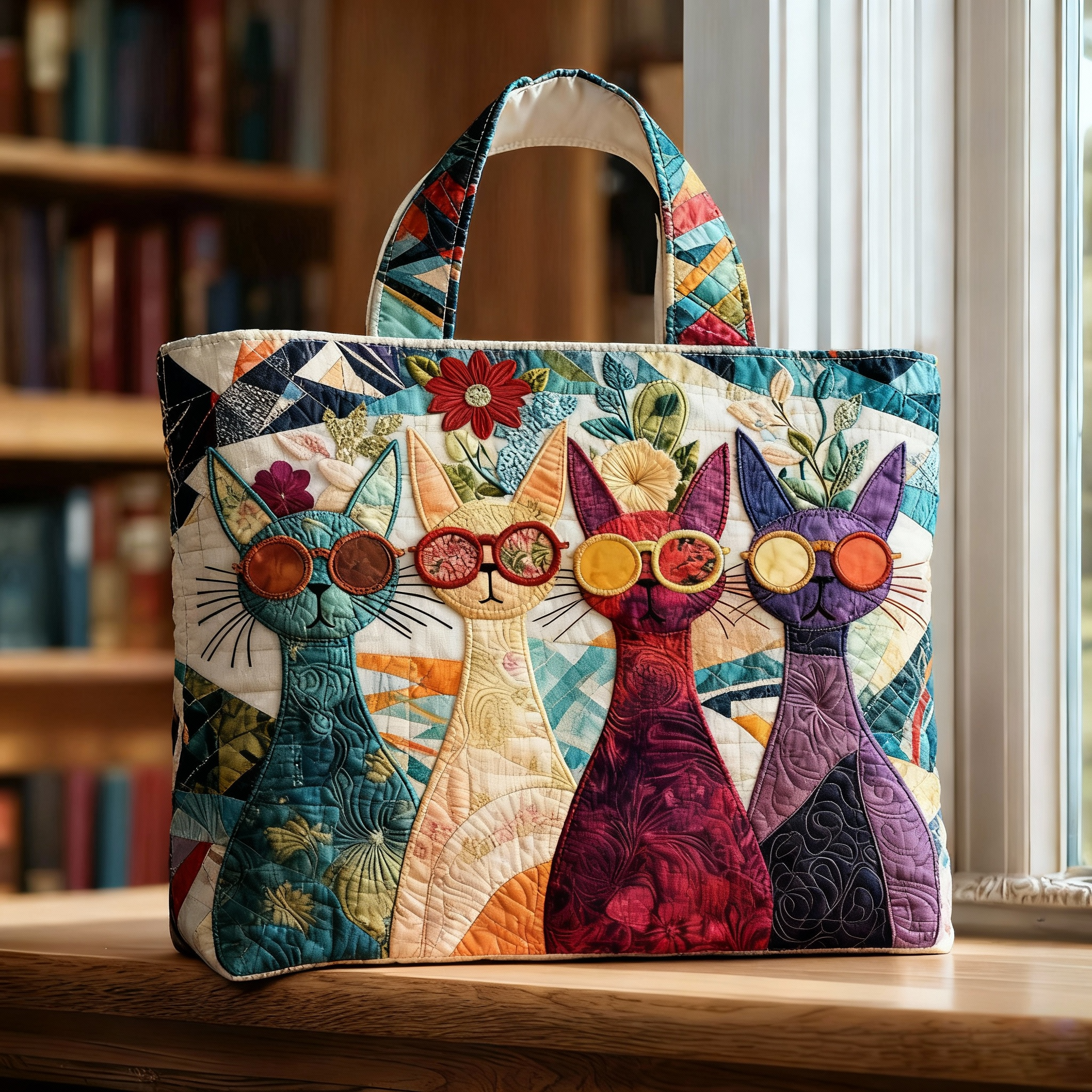 Stylish and interesting quilted tote bag