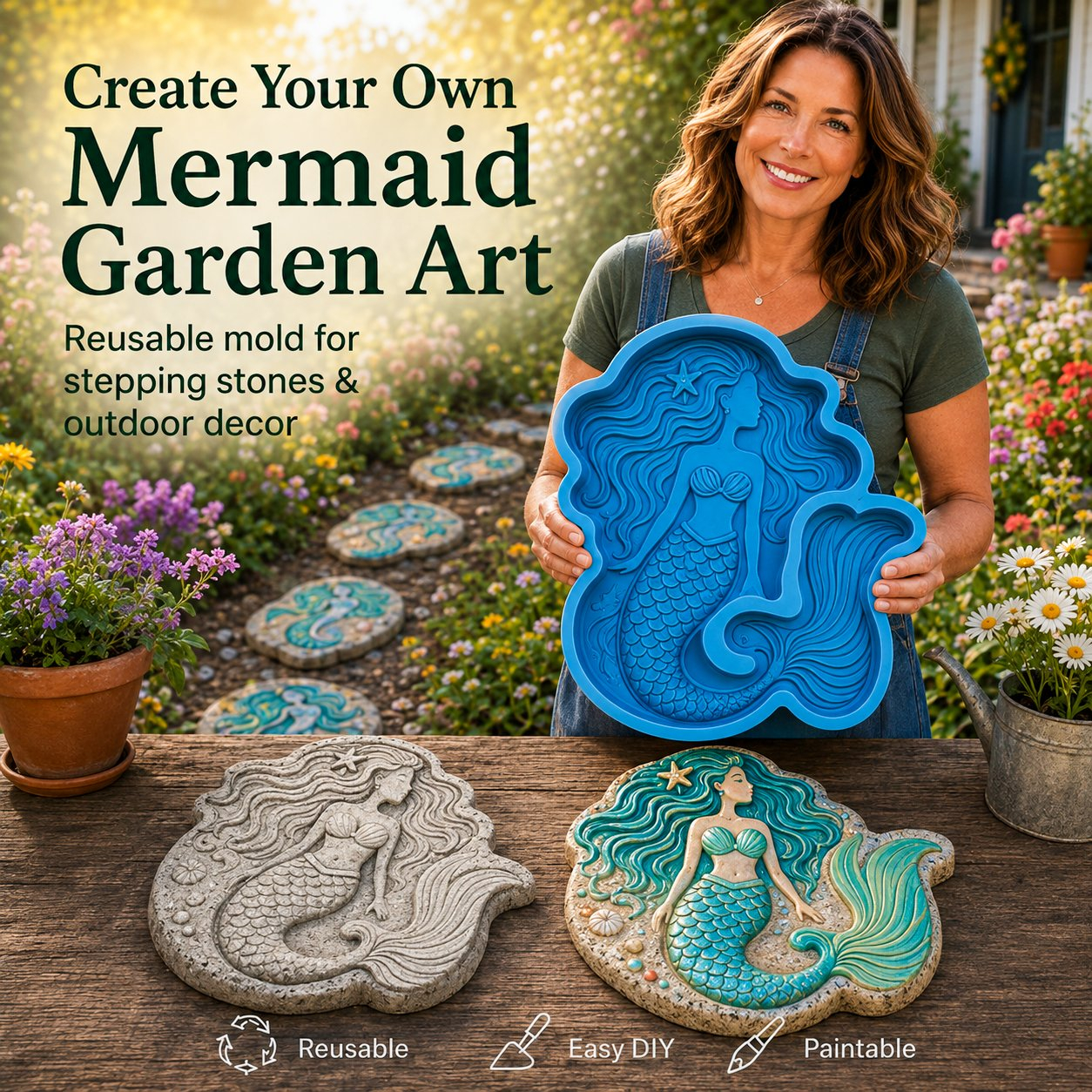 💥 LAST DAY 49% OFF - 🌻 Reusable Sunflower Stepping Stone Mold