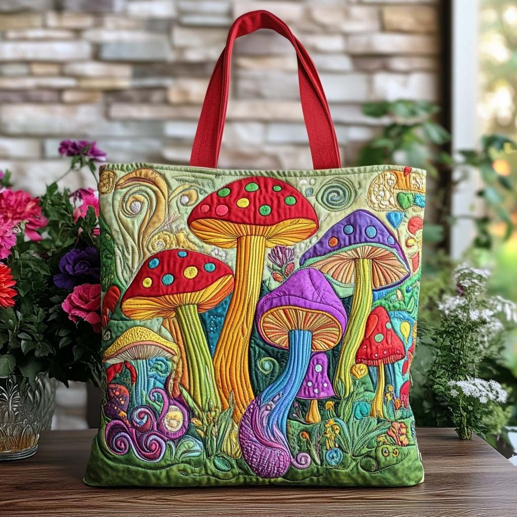 Shroom Meadow Quilted Tote Bag NCUoNT9243