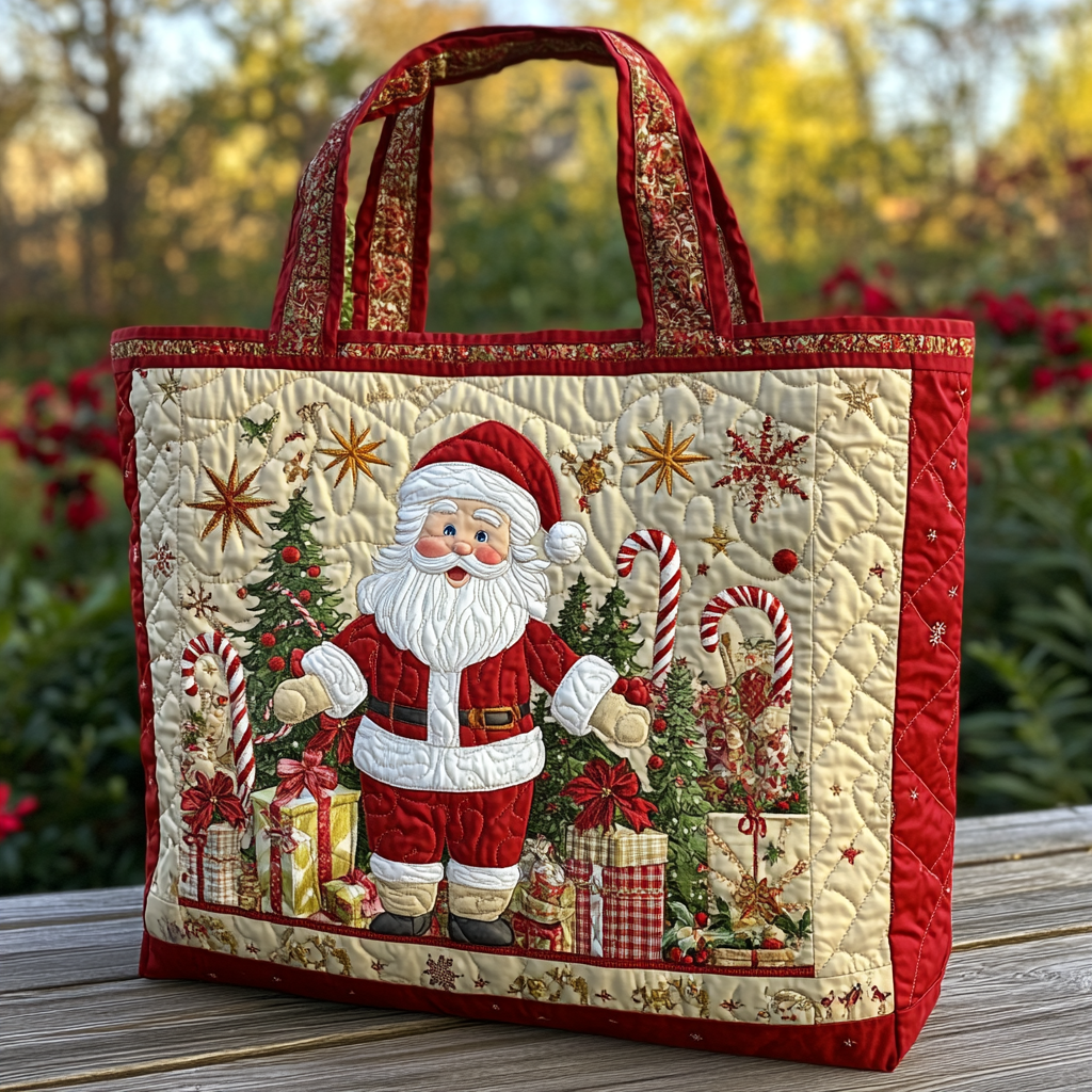 Santa Cheer Quilted Tote  Bag