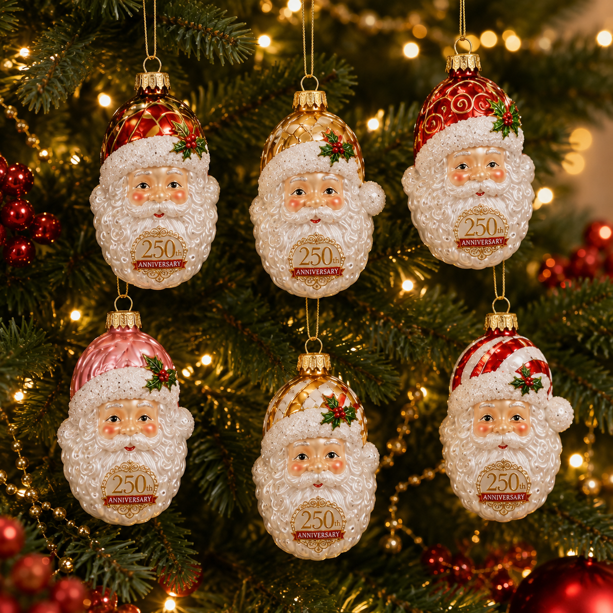 Santa 250th Anniversary Christmas ornaments