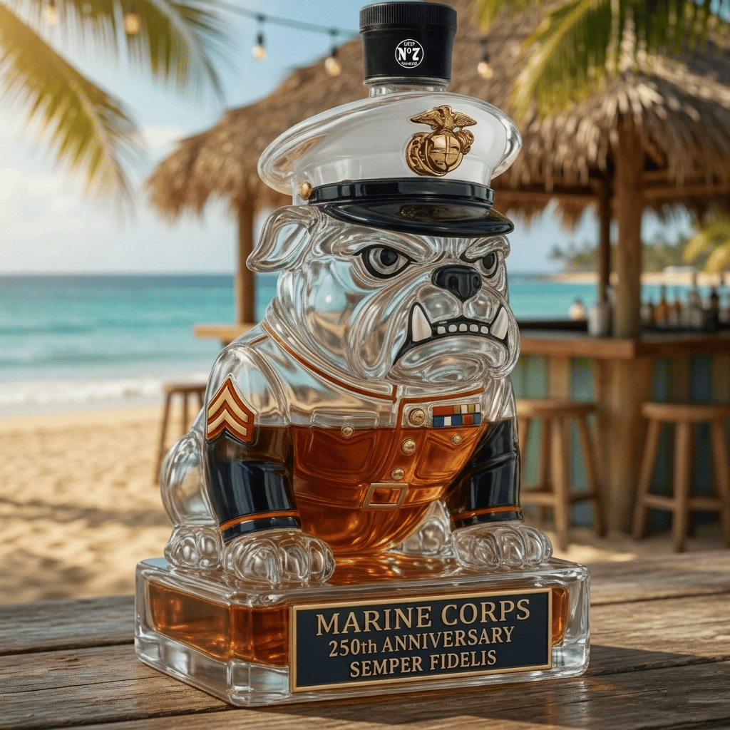 👑 Marine Corps The 250th Anniversary Devil Dog Whiskey Bottle