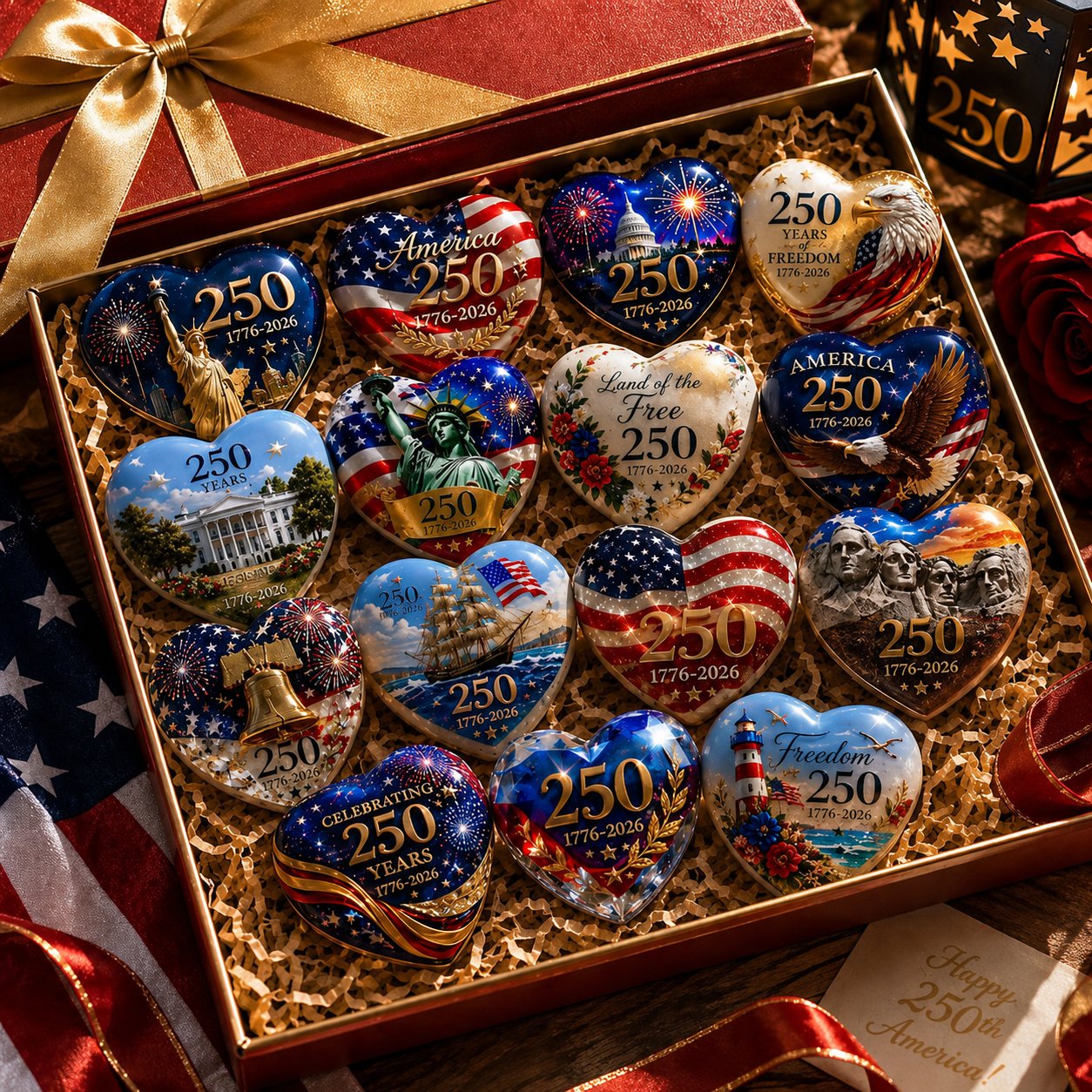 🇺🇸 America 250th Anniversary Commemorative Heart Ornament Collection