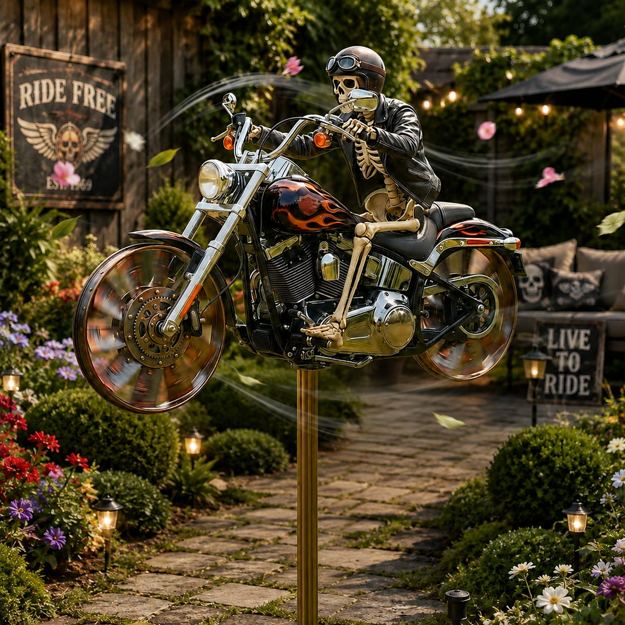 🔥Last Day Promo: 49% OFF 💀-Skull Motorcycle Windmill- 🏍️🚚