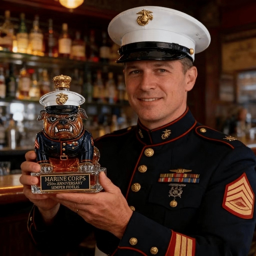 👑 Marine Corps The 250th Anniversary Devil Dog Whiskey Bottle