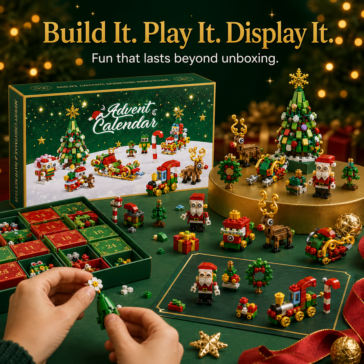Completed Christmas holiday scene tabletop display