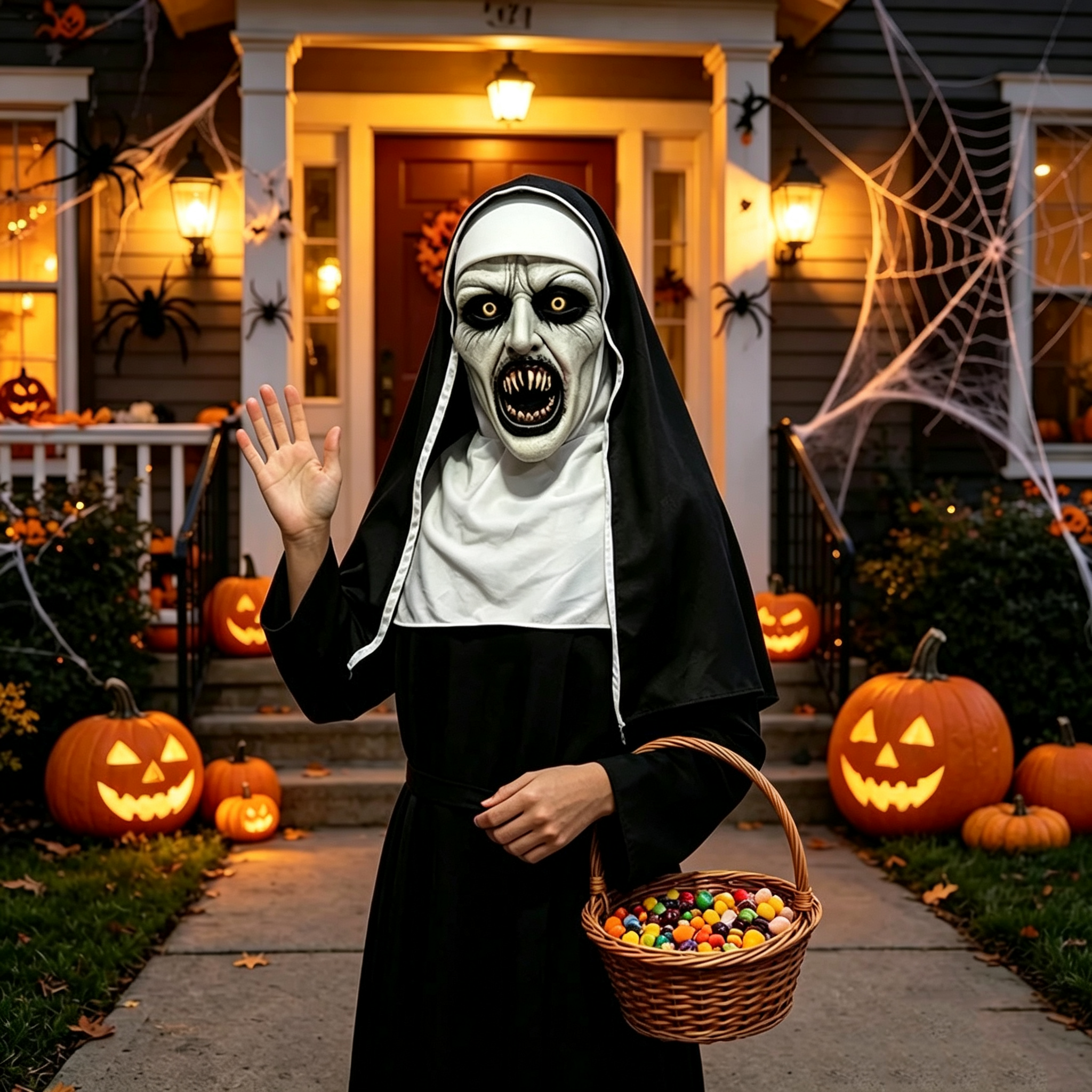🎃Spooky Qualteus Nun Halloween Mask Latex Handwashable Cosplay Costume Accessory