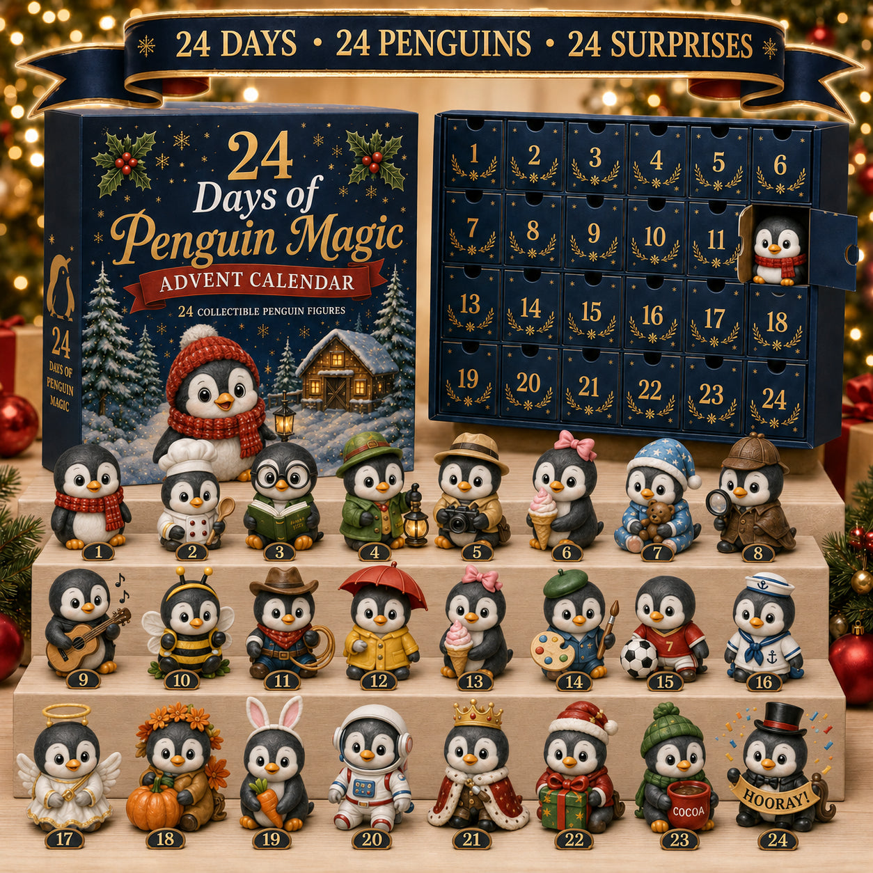 Penguin Advent Calendar Christmas 24 day countdown