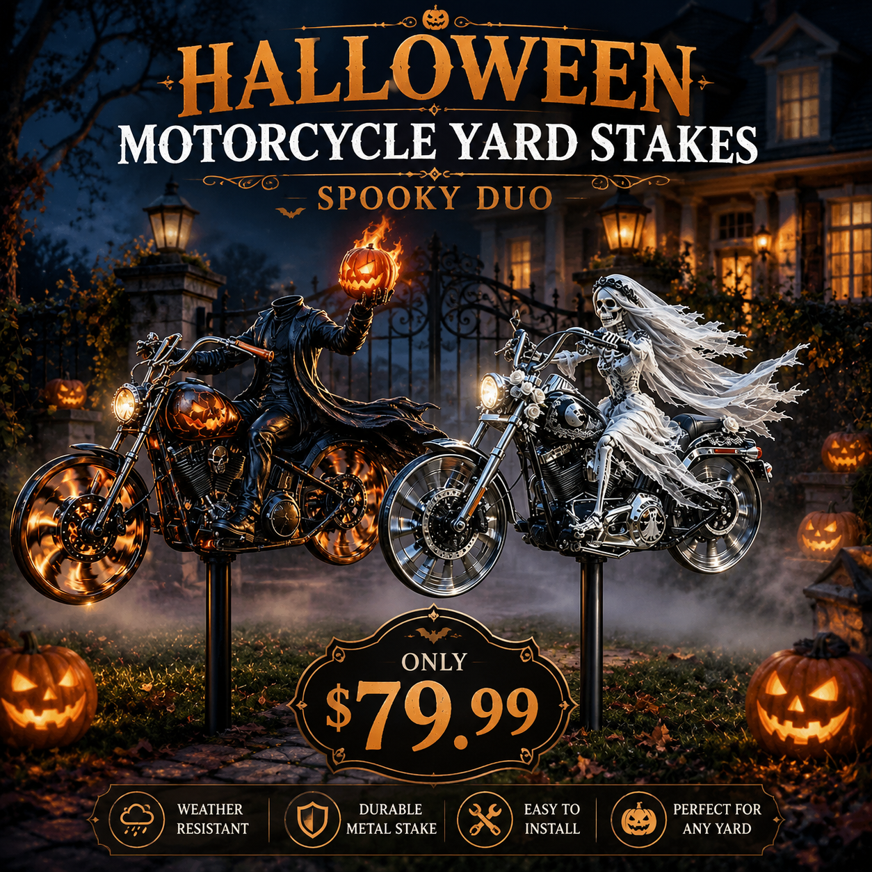 🔥HALLOWEEN MOTORCYCLE-THEMED GARDEN WINDMILL