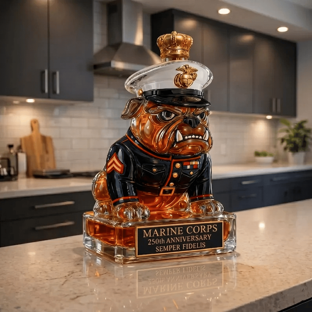 👑 Marine Corps The 250th Anniversary Devil Dog Whiskey Bottle
