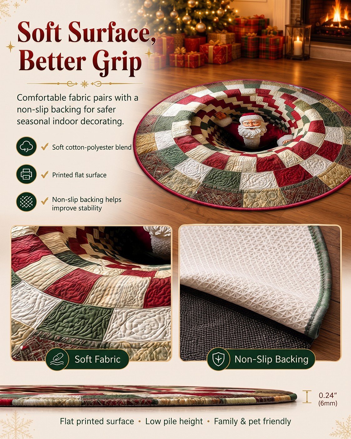 Soft quilted polyester Christmas rug
