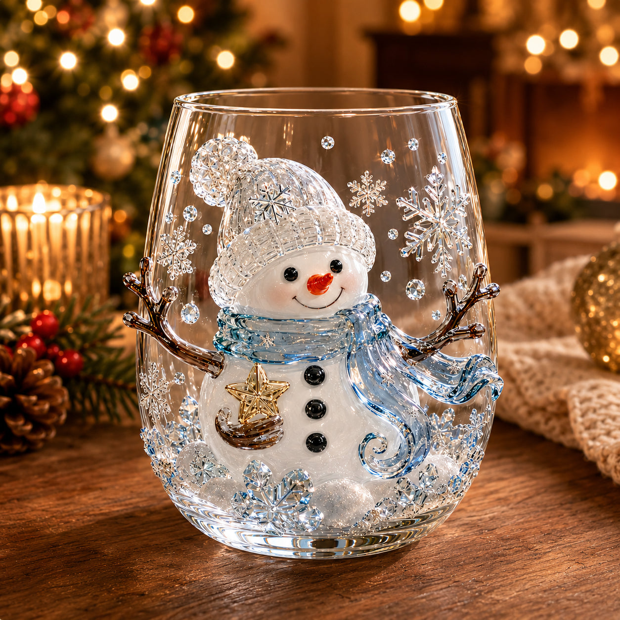 Magical Christmas 3D Glass Cup Collection – Santa, Reindeer, Snowman & Christmas Tree
