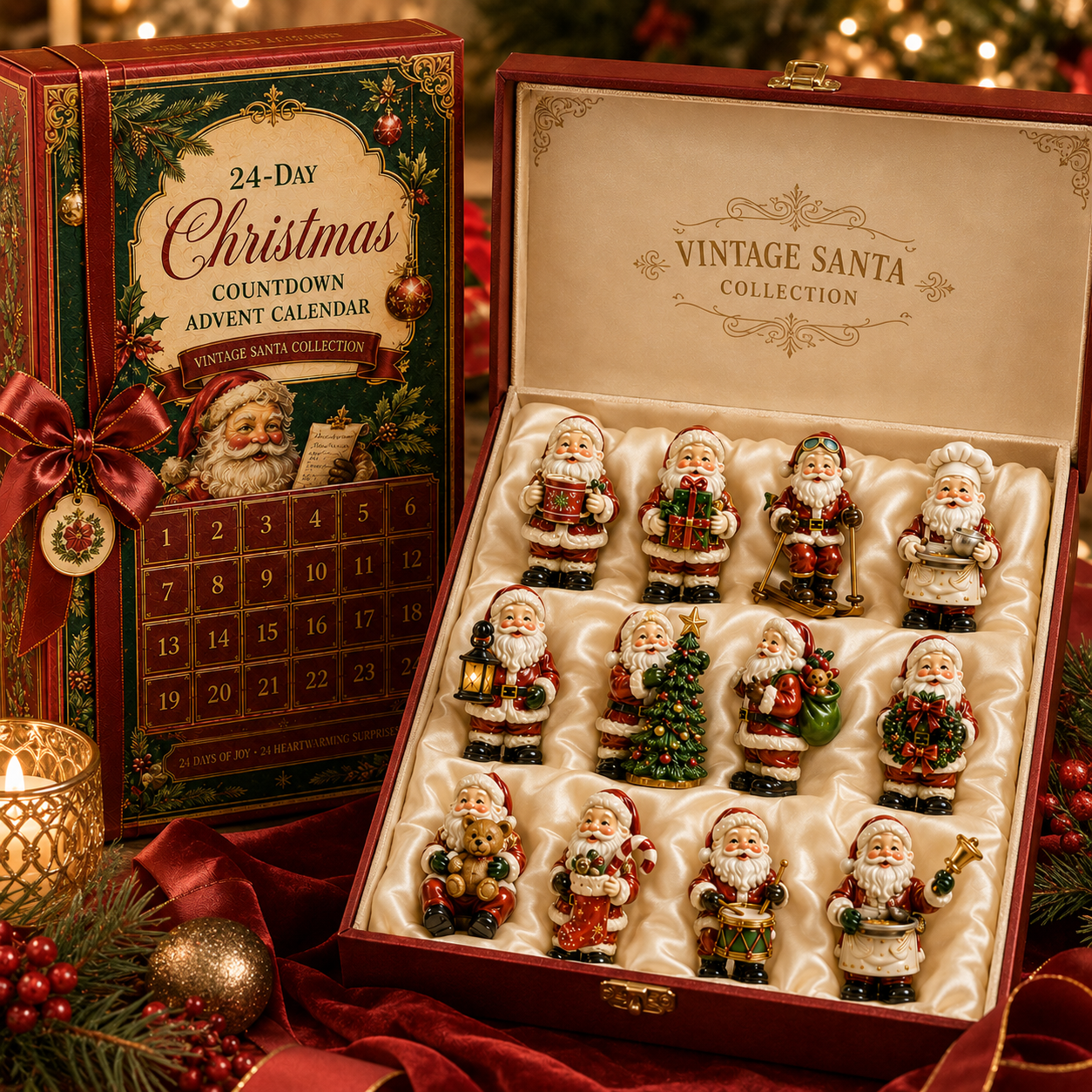 Vintage Santa Advent Calendar collection in presentation box