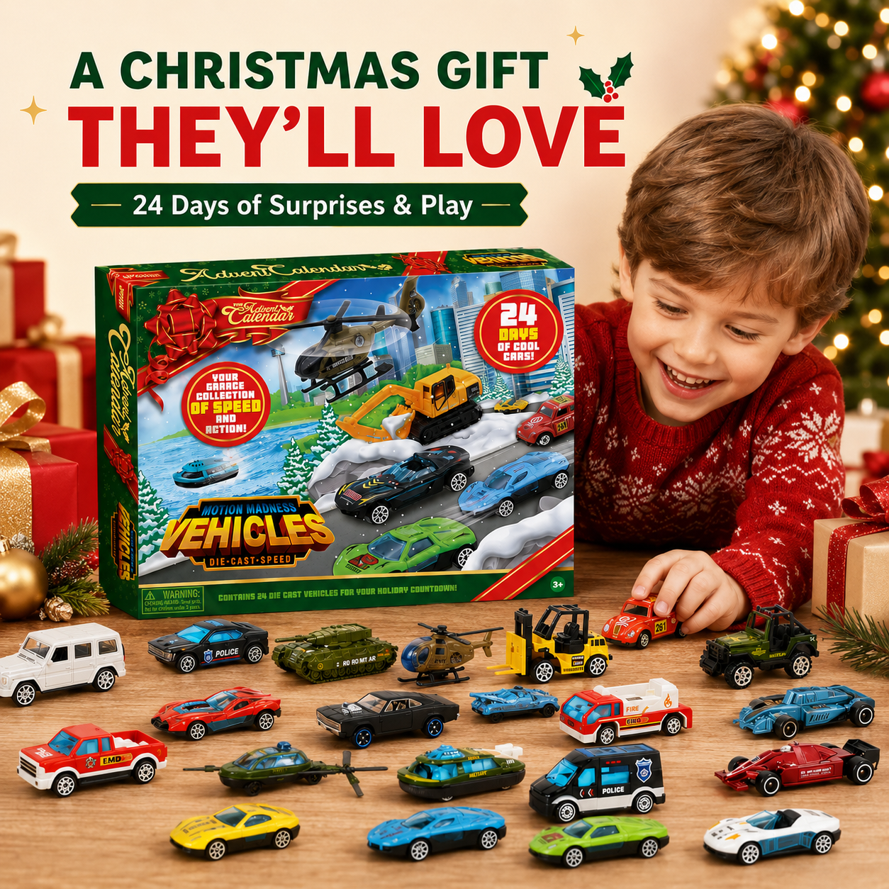24-day vehicle advent calendar complete collection and packaging