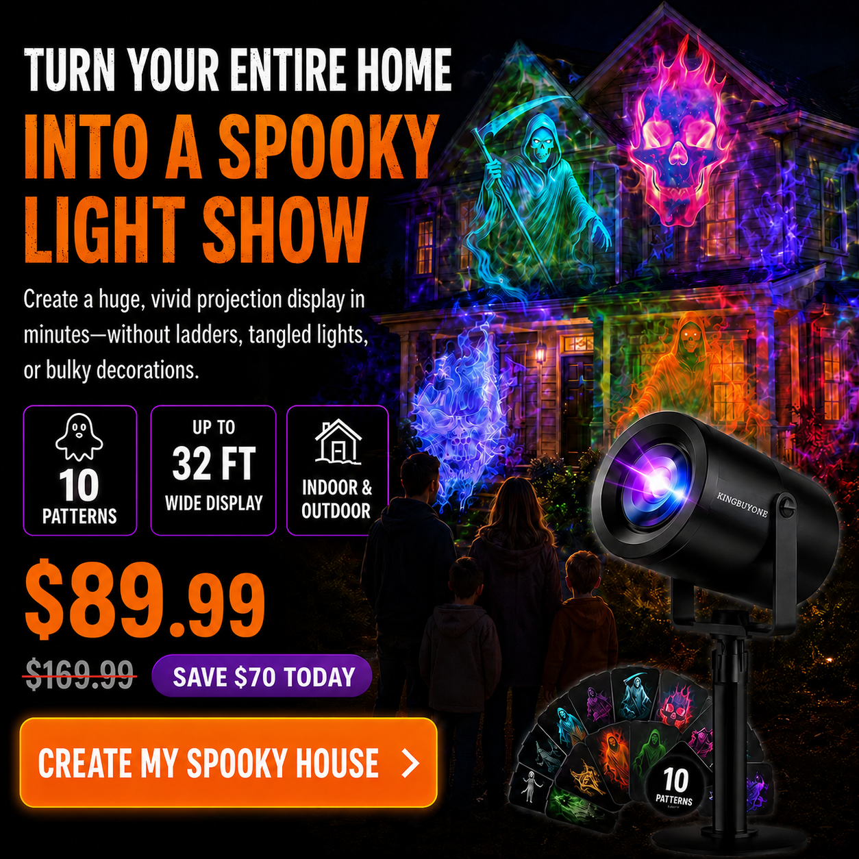 🎃32FT HD Halloween Projector | That Disappoint Your Halloween Party | 10 Unique HD Projection Patterns