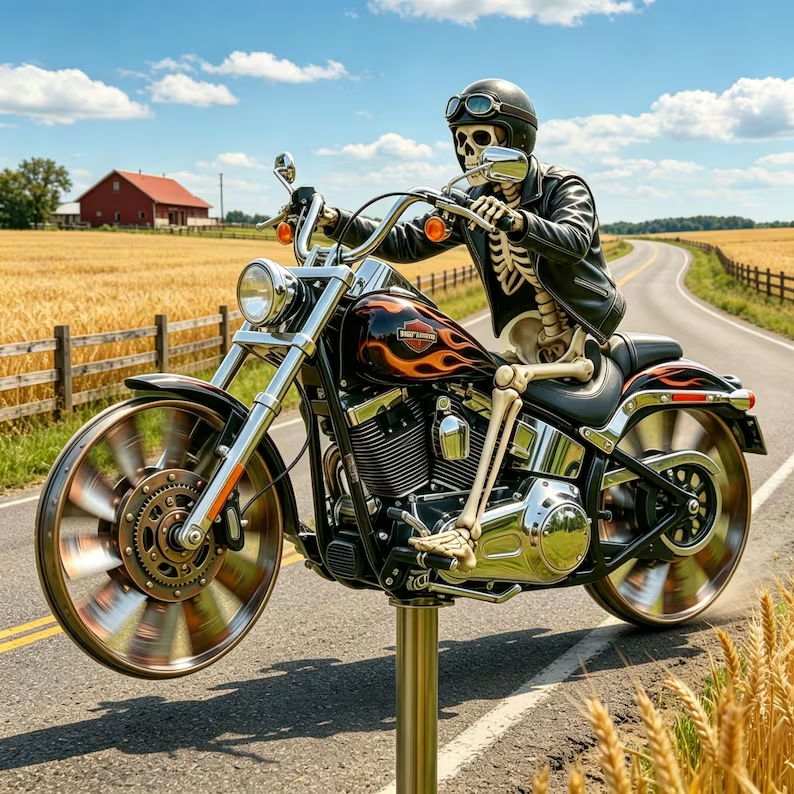 🔥Last Day Promo: 49% OFF 💀-Skull Motorcycle Windmill- 🏍️🚚