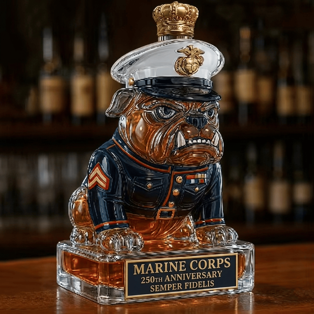 👑 Marine Corps The 250th Anniversary Devil Dog Whiskey Bottle